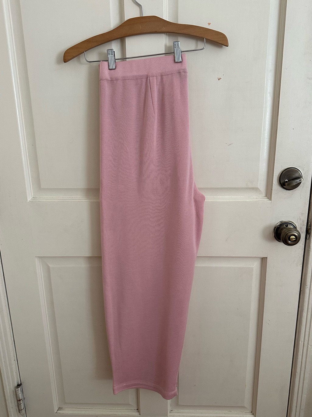Misook Nancy Wide Leg Mylana Knit Pant, Light Pink Size Large, 25â Inseam